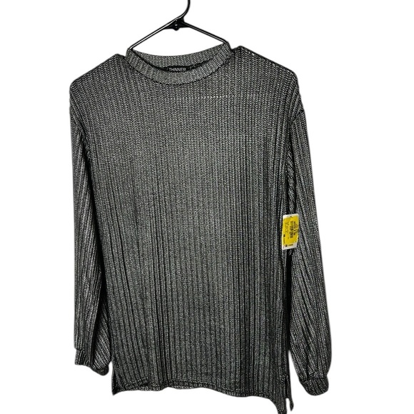 NWT vtg sweater,women size 9,semi sheer,silver metallic knit crew neck, shimmer - Picture 1 of 13